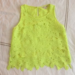 Neon Green Lace Crop Top Size S